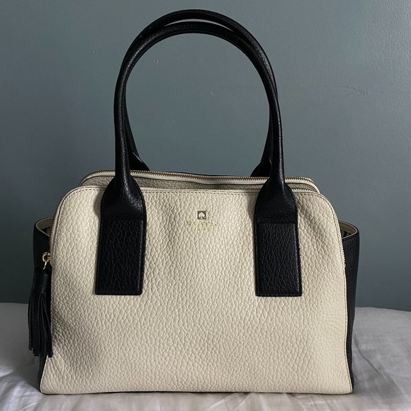Kate Spade Large Tassel Tote Color - Off-white with Black Accents - Picture 1 of 11